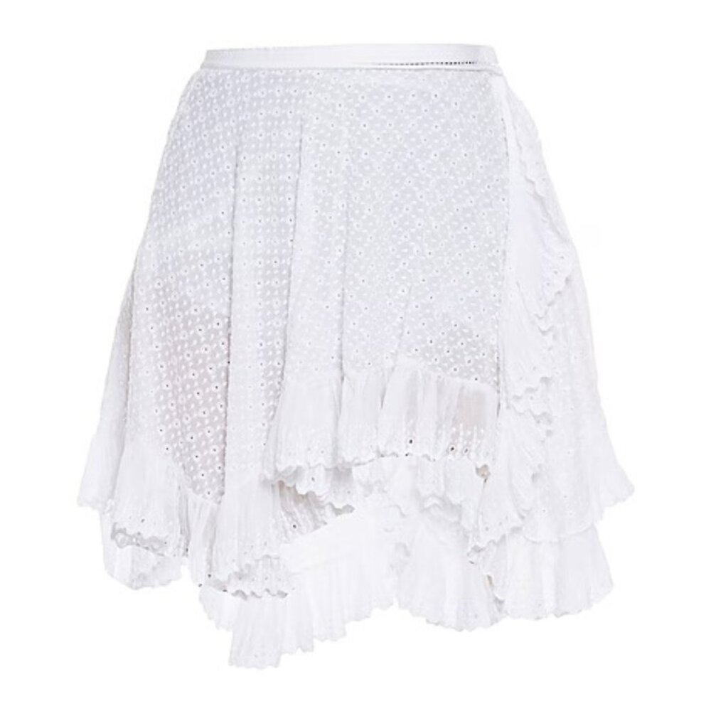 ISABEL MARANT Mini Skirt Zanna Ruffled Broderie Anglaise Cotton Wrap